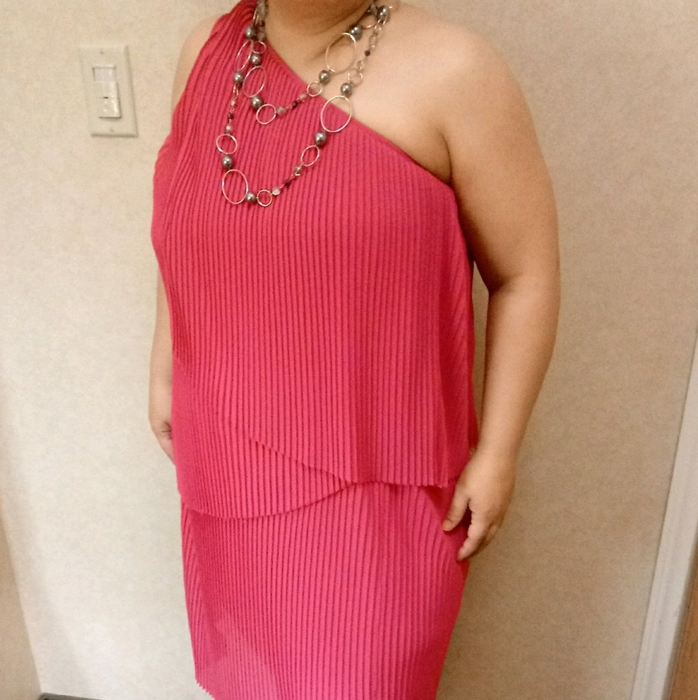 Pink one shoulder Michael Kors dress